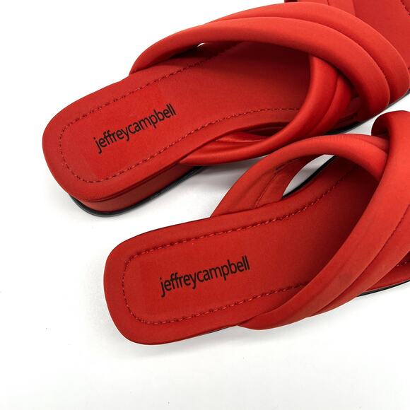 JEFFREY CAMPBELL Sun-Sation Sandal Women 8 Orange Red Platform Cris Cross Padded - Picture 5 of 12